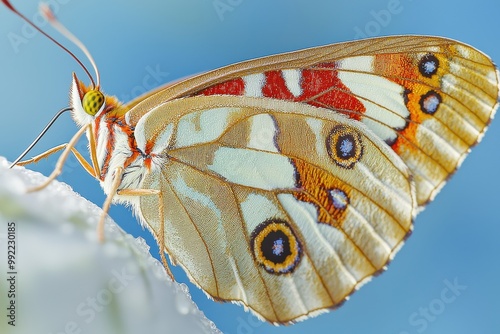Vibrant orange and white butterfly with intricate wing pattern