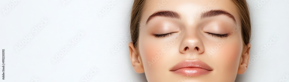 Beautiful Woman with Closed Eyes and Soft Makeup Beautiful Woman with Closed Eyes and Soft Makeup