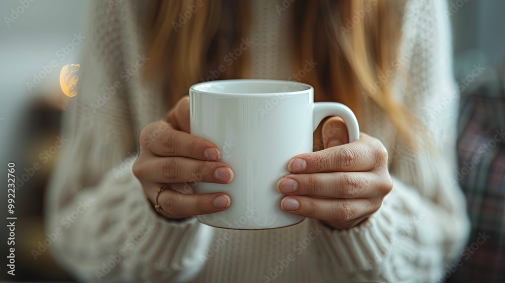 Woman's Hands Holding a White Mug Woman's Hands Holding a White Mug