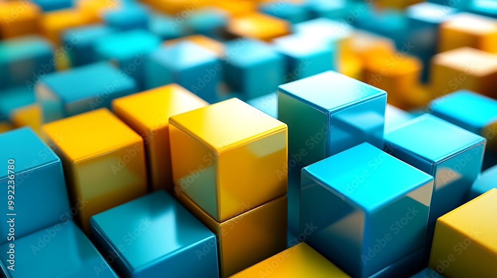 Playful image of blocks highlighting a bright yellow and blue image Playful image of blocks highlighting a bright yellow and blue image