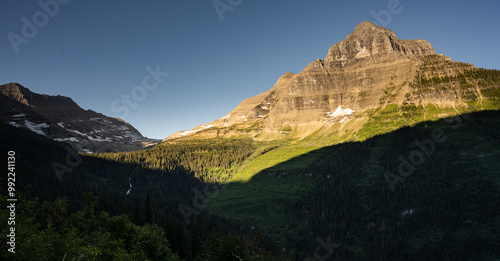 Kinnerly Peak Warms In The Bright Morning Light With Dark Shadows Below photo