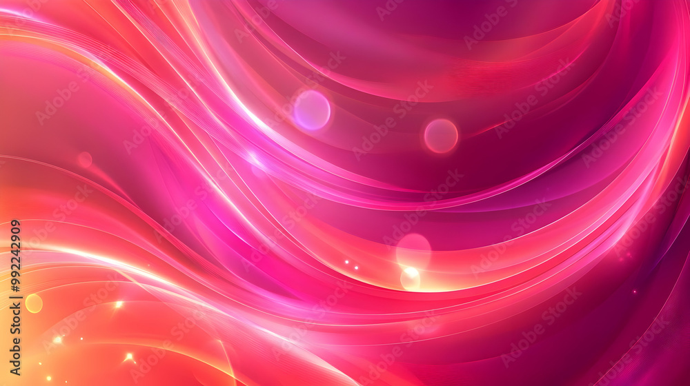 Obraz premium Abstract Pink and Orange Swirling Waves with Glowing Lights Background Animation