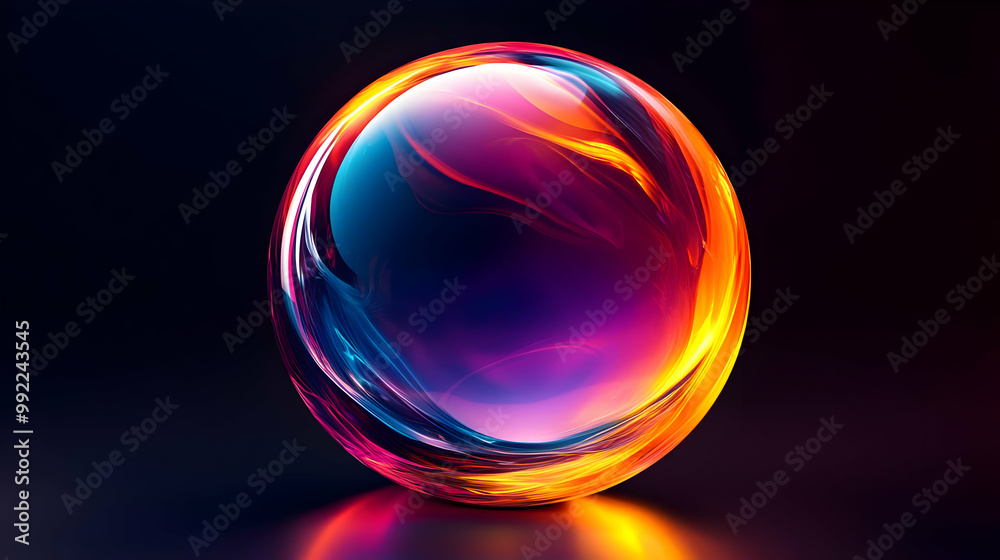 Abstract Sphere with Vibrant Colors and Glowing Effects, Creates a Dynamic and Ethereal Visual