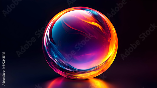 Abstract Sphere with Vibrant Colors and Glowing Effects, Creates a Dynamic and Ethereal Visual