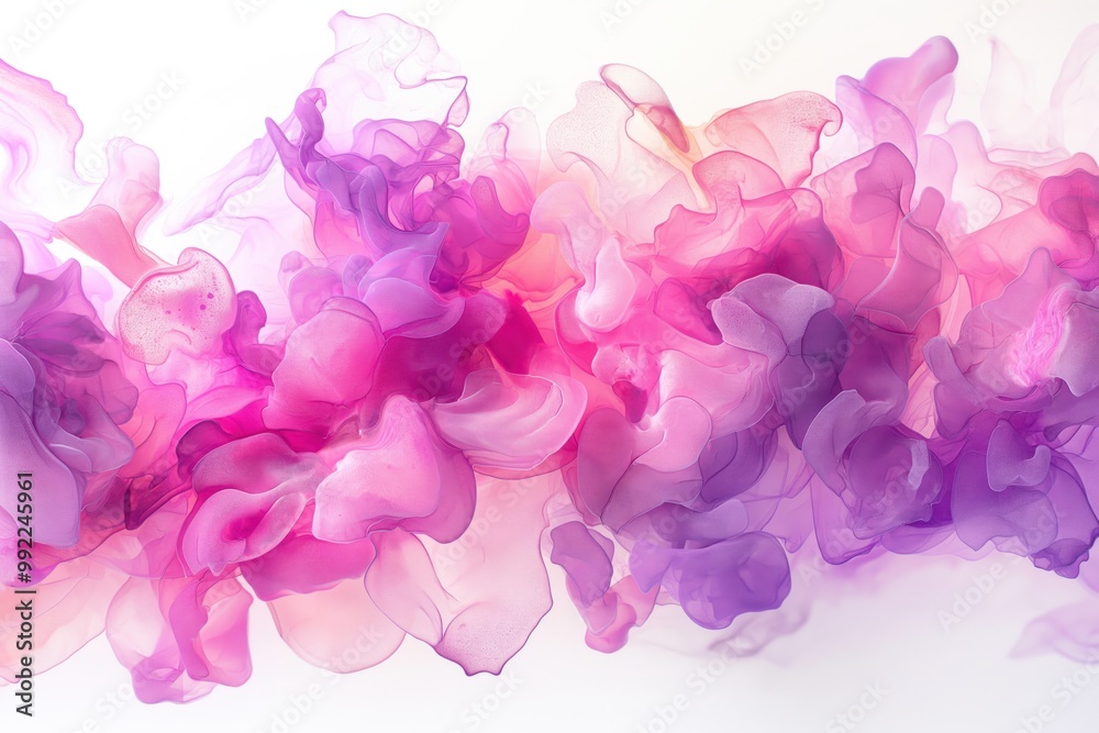 Colorful, abstract painting of flowers with a pink and purple hue. The painting is full of texture and he is a representation of the beauty of nature Colorful, abstract painting of flowers with a pink and purple hue. The painting is full of texture and he is a representation of the beauty of nature