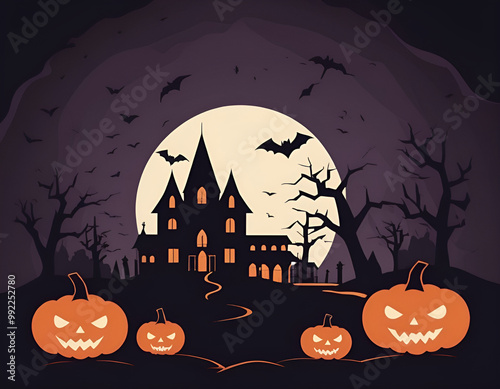 halloween background with pumpkin, halloween background with pumpkins, halloween background with pumpkin and bats photo