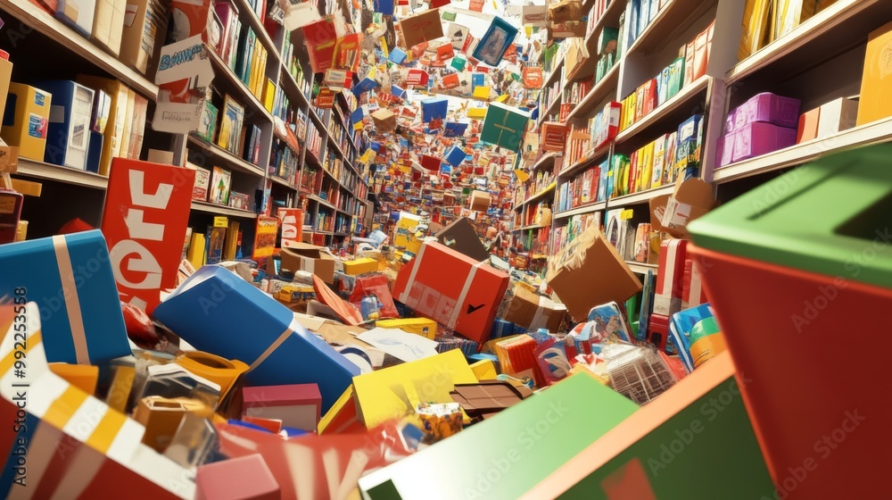 Obraz premium A Bookstore After a Catastrophic Earthquake