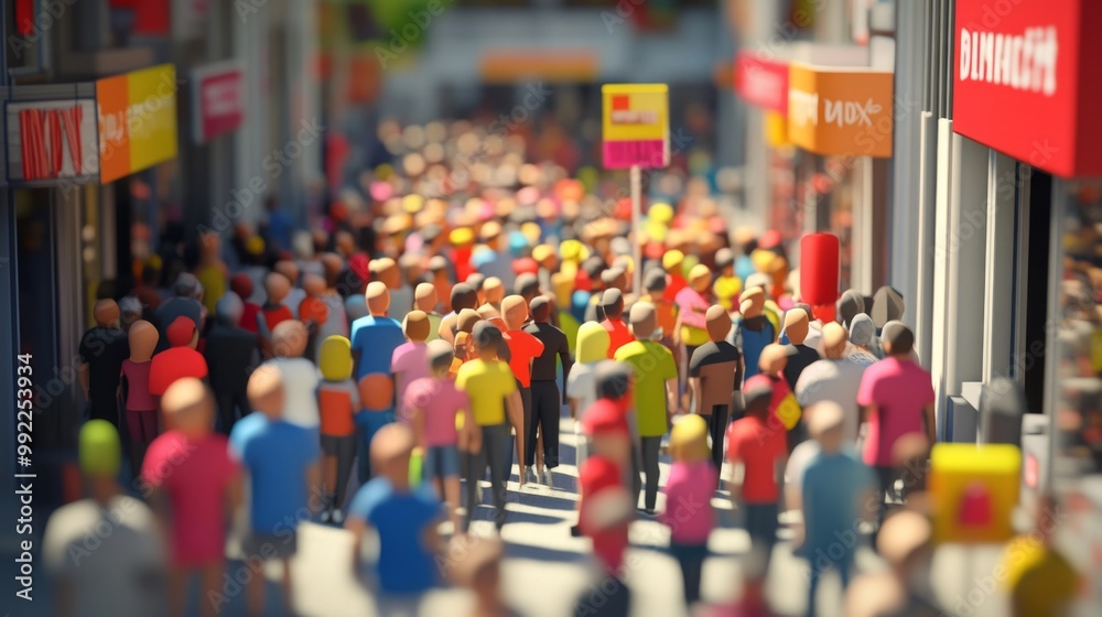 custom made wallpaper toronto digitalA Blurred Crowd Walking Past Storefronts on a City Street