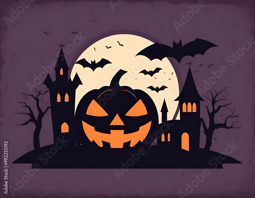 halloween background with pumpkin, halloween background with pumpkins, halloween background with pumpkin and bats photo