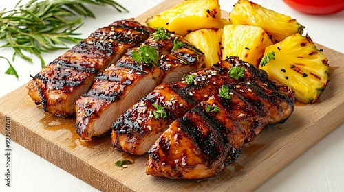 Grilled Chicken with Pineapple and Sesame Seeds