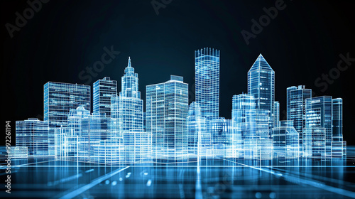 Minimalist x-ray style cityscape