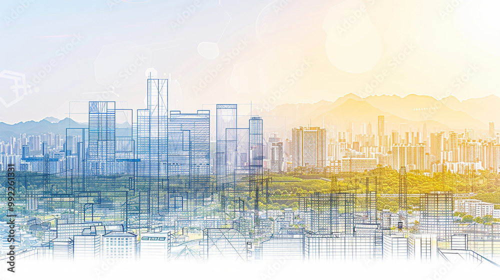 Minimalist x-ray style cityscape Minimalist x-ray style cityscape