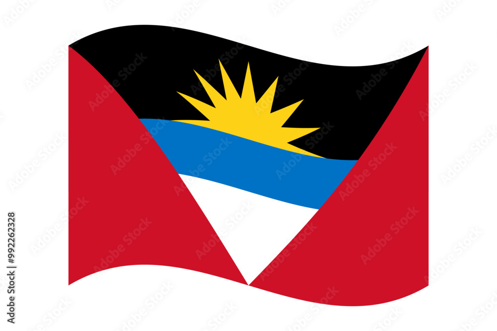 Wavy flag of Antigua and Barbuda, isolated on a transparent background. Vector illustration Wavy flag of Antigua and Barbuda, isolated on a transparent background. Vector illustration