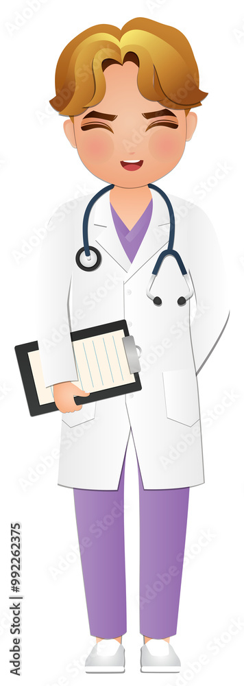 full body length men doctor wears white coat and stethoscope at Hospital clinic workers full body length men doctor wears white coat and stethoscope at Hospital clinic workers