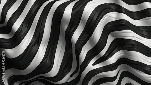 Abstract Black and White Wavy Stripes Pattern