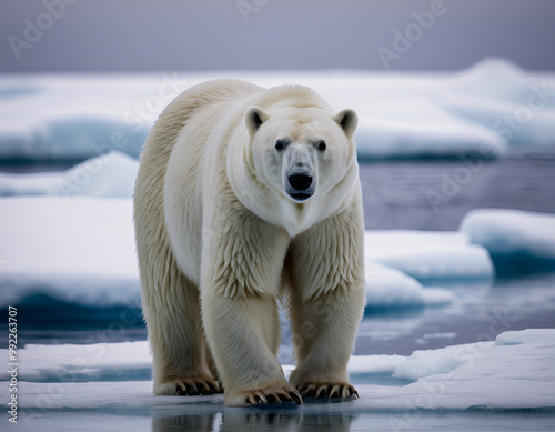 polar bear cub, polar bear in the snow, polar bear on the ice