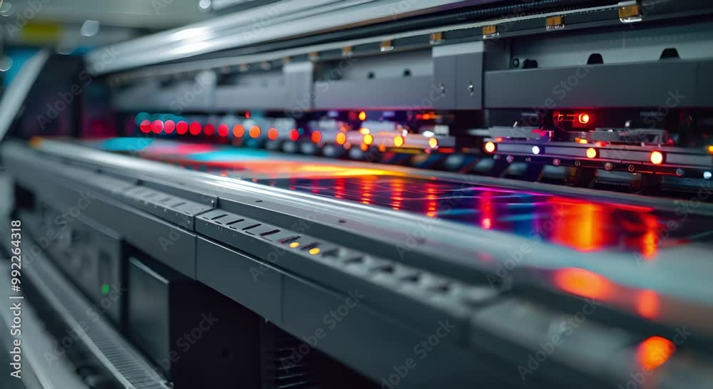 Large Format Printer Close Up Printing Vibrant Graphics Large Format Printer Close Up Printing Vibrant Graphics