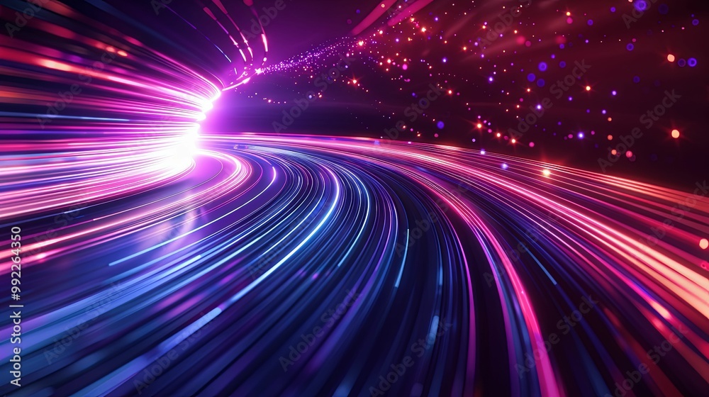 Abstract Swirling Neon Lights with Scattered Glowing Particles Abstract Swirling Neon Lights with Scattered Glowing Particles