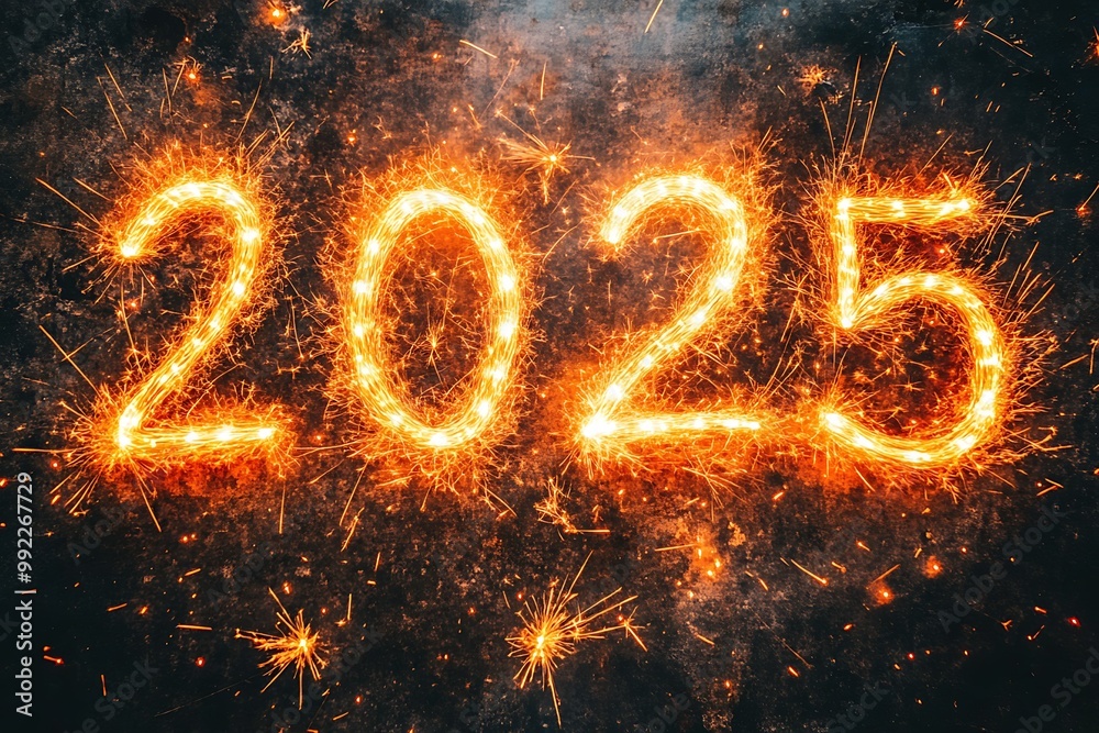 Sparkling numbers representing the year 2025. Sparkling numbers representing the year 2025.
