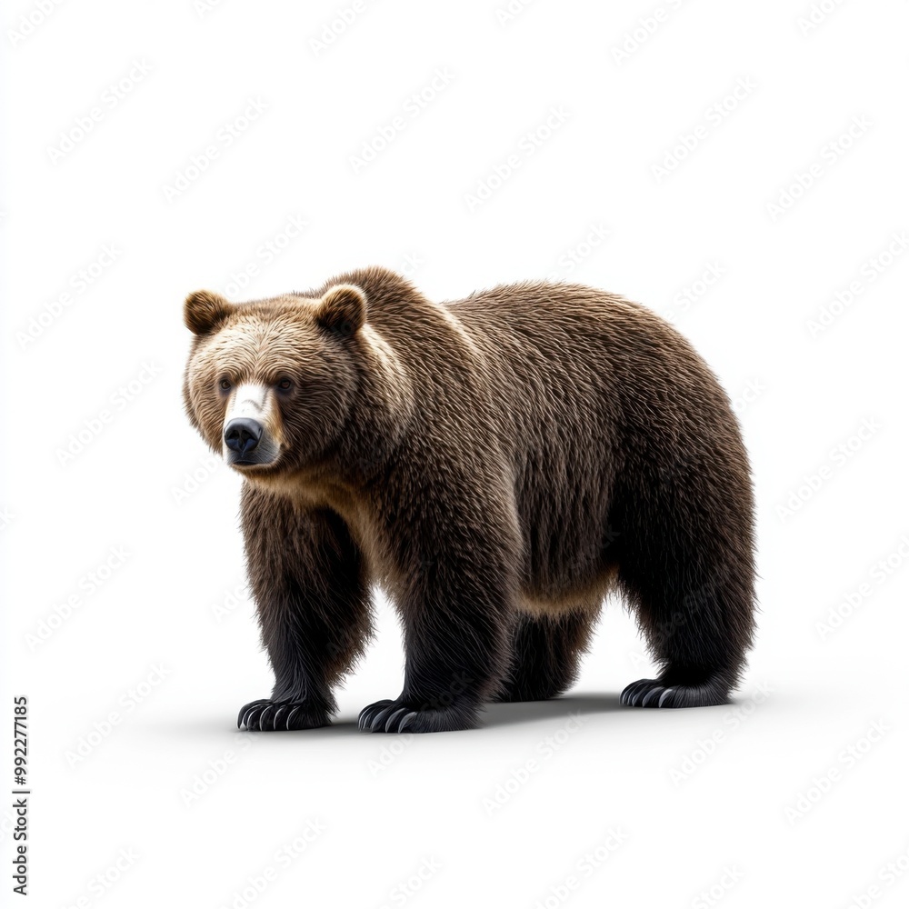 Fototapeta premium Grizzly Bear Against White Background