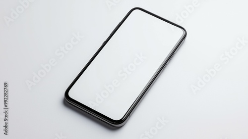 A phone with a white case sits on a white background