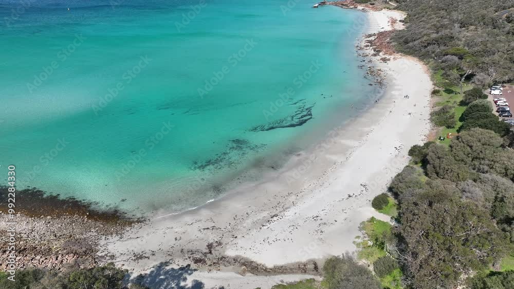 Serene white sand beach turquoise sea Meelup Beach Dunsborough Western Australia DJI Mavic 3 Drone Footage Serene white sand beach turquoise sea Meelup Beach Dunsborough Western Australia DJI Mavic 3 Drone Footage