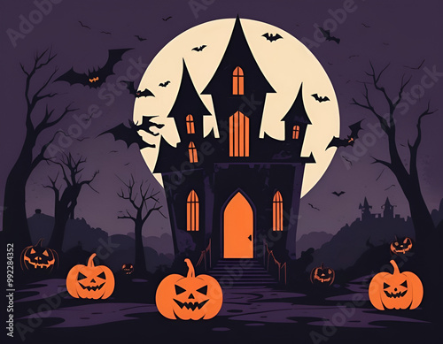 halloween background with pumpkin, halloween background with pumpkins, halloween background with pumpkin and bats photo