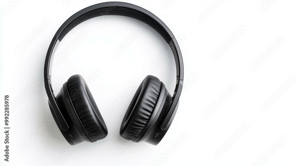 A pair of headphones with a black headband A pair of headphones with a black headband