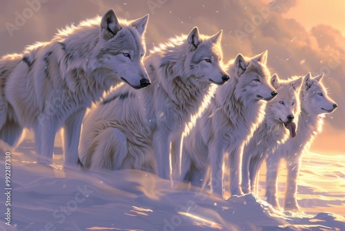 Majestic Wolf Pack. Wilderness theme concept photo