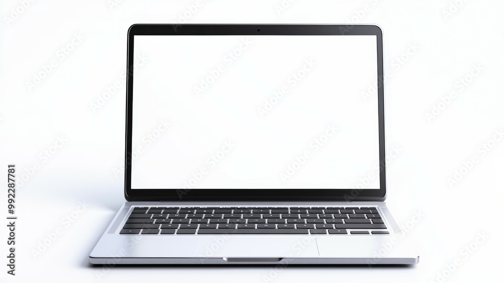 A laptop with a black keyboard and a white screen A laptop with a black keyboard and a white screen