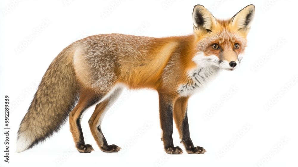 Obraz premium A fox is standing on a white background