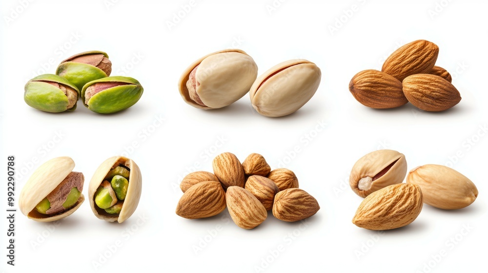 A close up of nuts and seeds including almonds, cashews, and pistachios