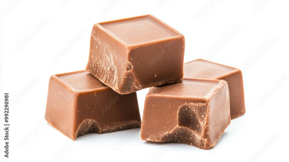 A stack of chocolate bars with one of them missing a piece A stack of chocolate bars with one of them missing a piece