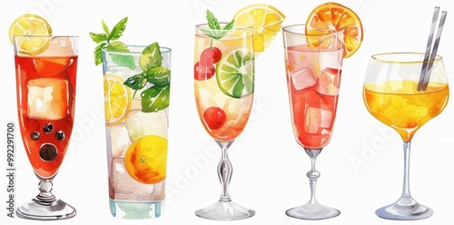 Variety of Beverages. Clip art drinks high detailed drink concept