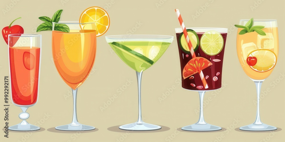 Colorful Cocktail Party. Festive drink concept Colorful Cocktail Party. Festive drink concept