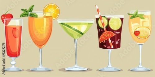 Colorful Cocktail Party. Festive drink concept