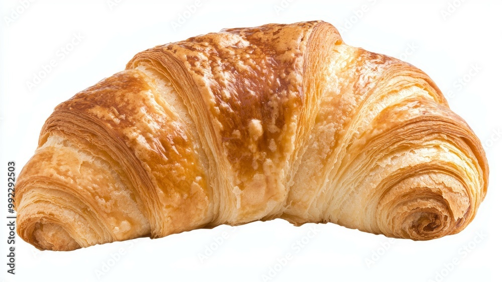 A croissant is sitting on a white background A croissant is sitting on a white background