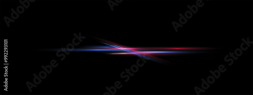 Red blue Laser beam, Glowing crossing and parallel lines, Shine light rays, neon abstract banner with on black background  . Futuristic divider overlay eps png