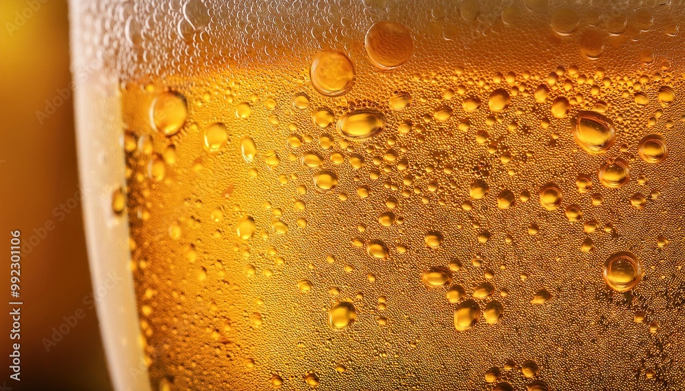 Refreshing Close-Up of Cold Beer with Bubbles Refreshing Close-Up of Cold Beer with Bubbles