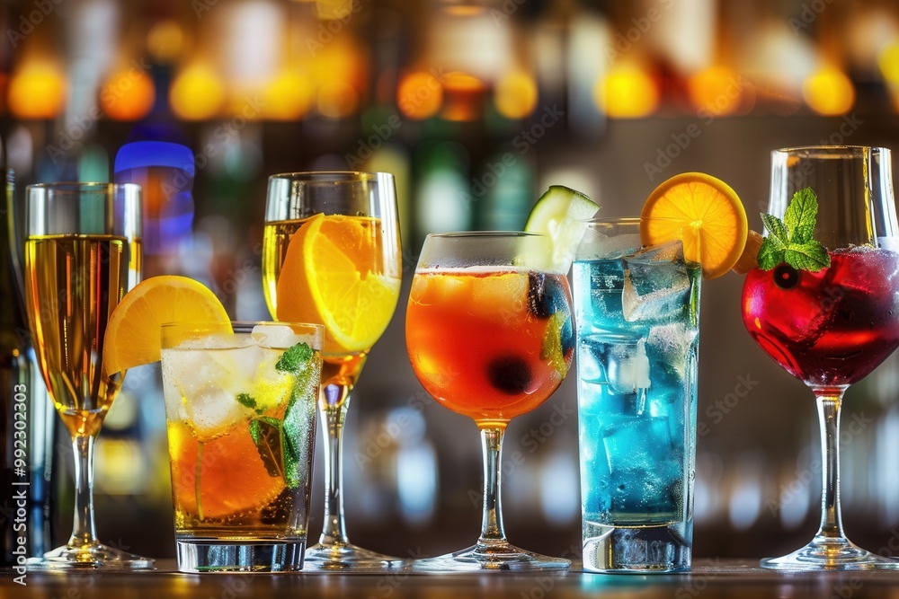 Cheers to Variety. Alcoholic drinks galore in high detail concept Cheers to Variety. Alcoholic drinks galore in high detail concept
