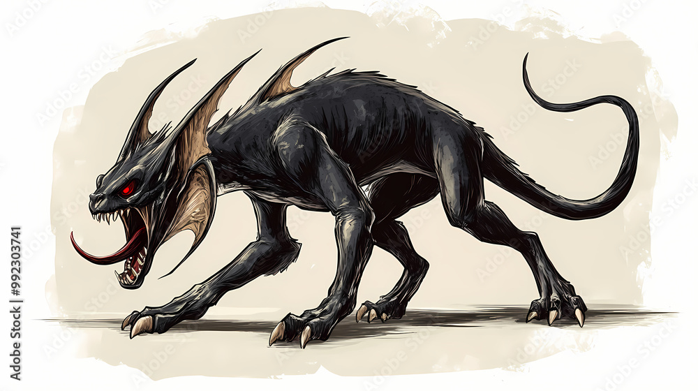 Fototapeta premium Illustration of the chupacabra on a white background. Chupacabra. Illustration