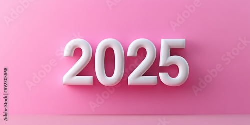 A stylized representation of the year 2025 on a pink background.