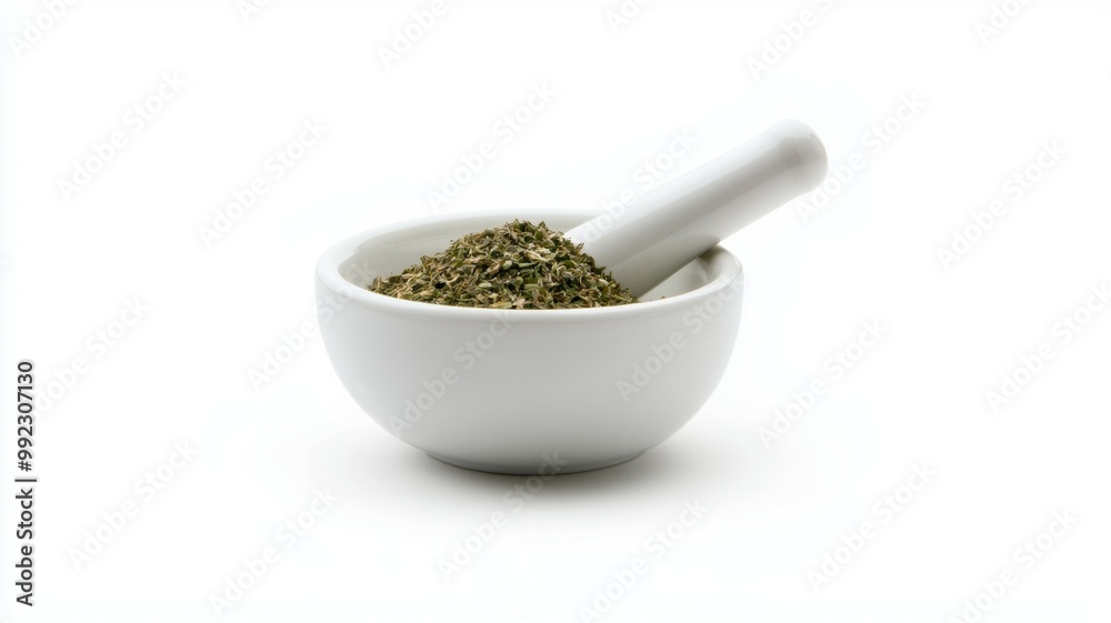 A white bowl with a white mortar and pestle in it A white bowl with a white mortar and pestle in it