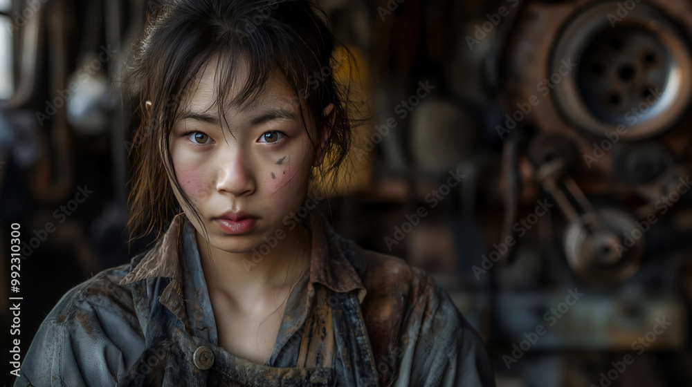 an Asian Female Blacksmith. Labor and Job Profession Concept an Asian Female Blacksmith. Labor and Job Profession Concept