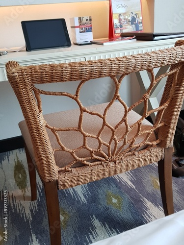 beautiful wicker chair for  interior of a room