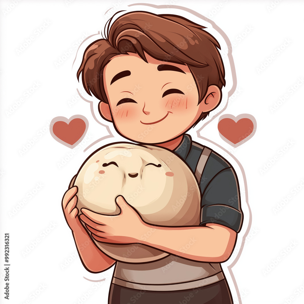 Joyful Chef Embracing a Cute Dumpling Character Joyful Chef Embracing a Cute Dumpling Character