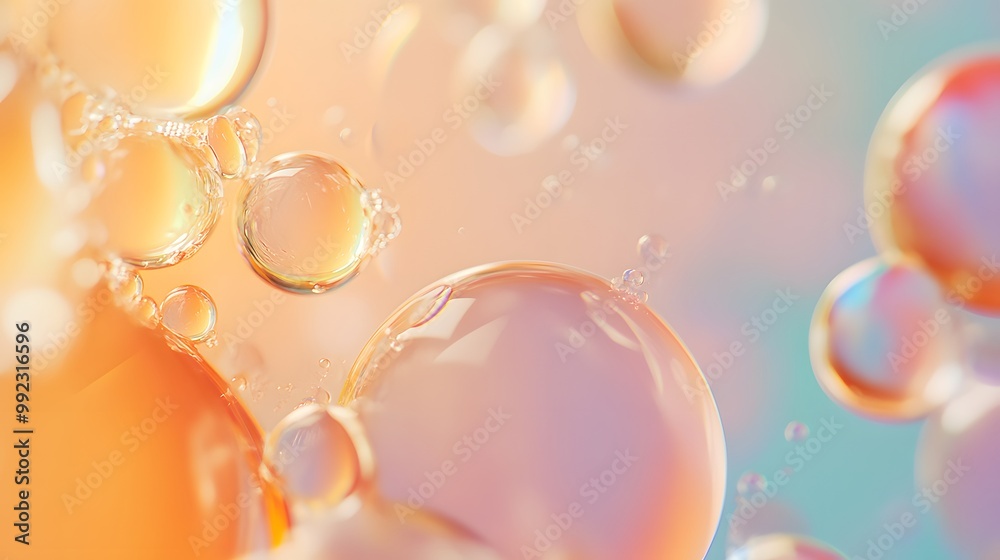 Abstract Oil Droplets with Iridescent Colors on a Light Background Abstract Oil Droplets with Iridescent Colors on a Light Background