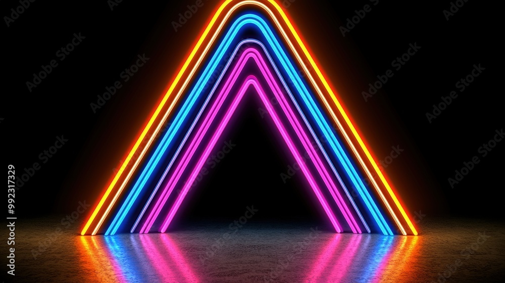 Fototapeta premium Neon Lights Triangle Abstract Background