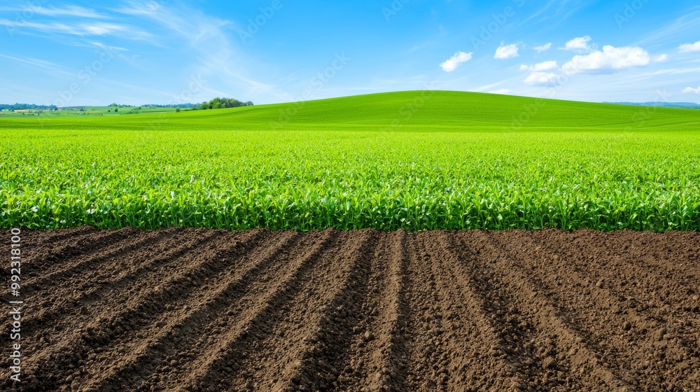 Lush Green Fields Under Blue Sky Lush Green Fields Under Blue Sky