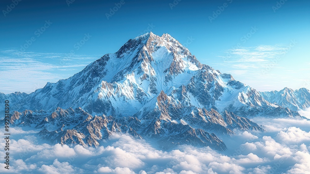 Majestic Snowy Mountain Peak Above Clouds Majestic Snowy Mountain Peak Above Clouds